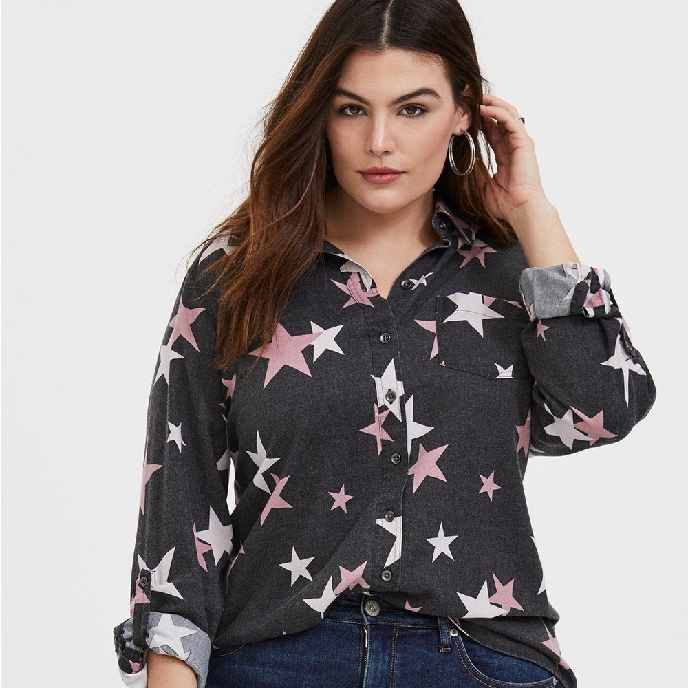 Torrid Taylor Relaxed Fit Rayon Twill Button-Up Shirt